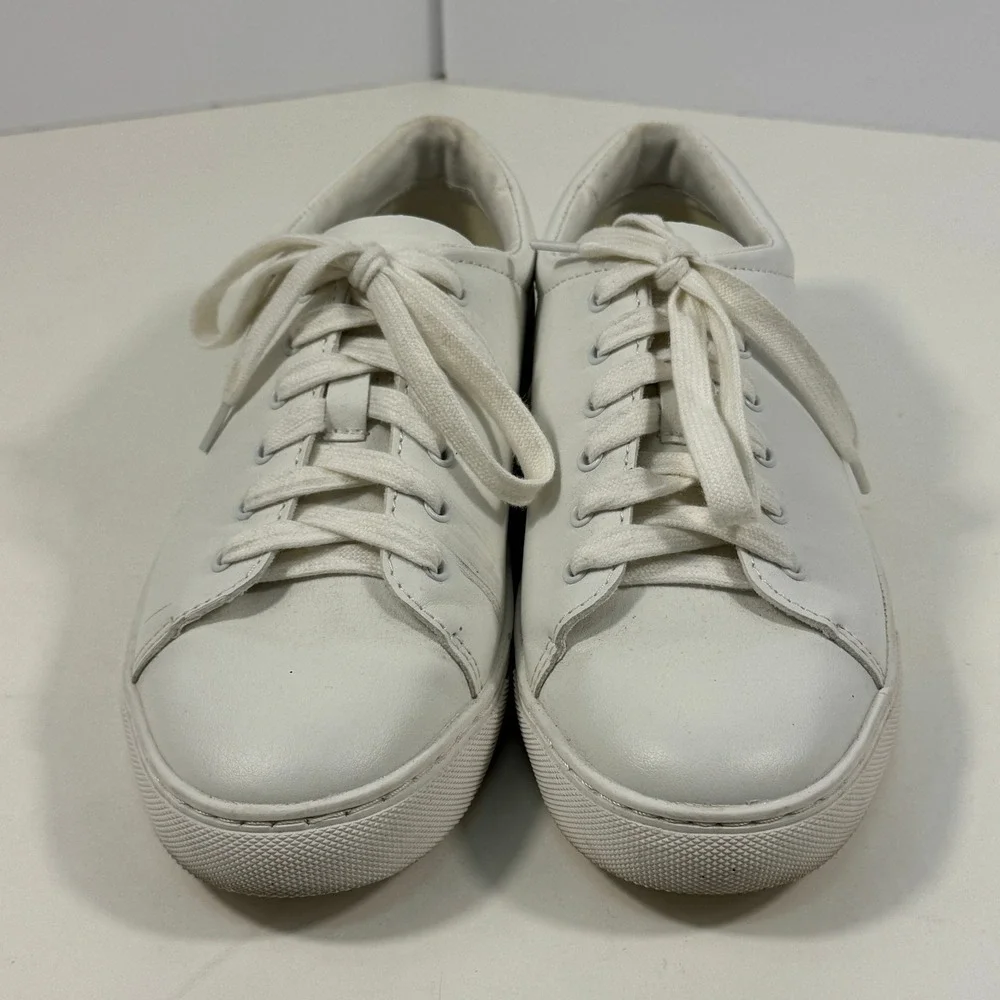 J.Crew White Leather Low Top Sneakers Women's size 7‎ Minimalist Lace-Up Shoes